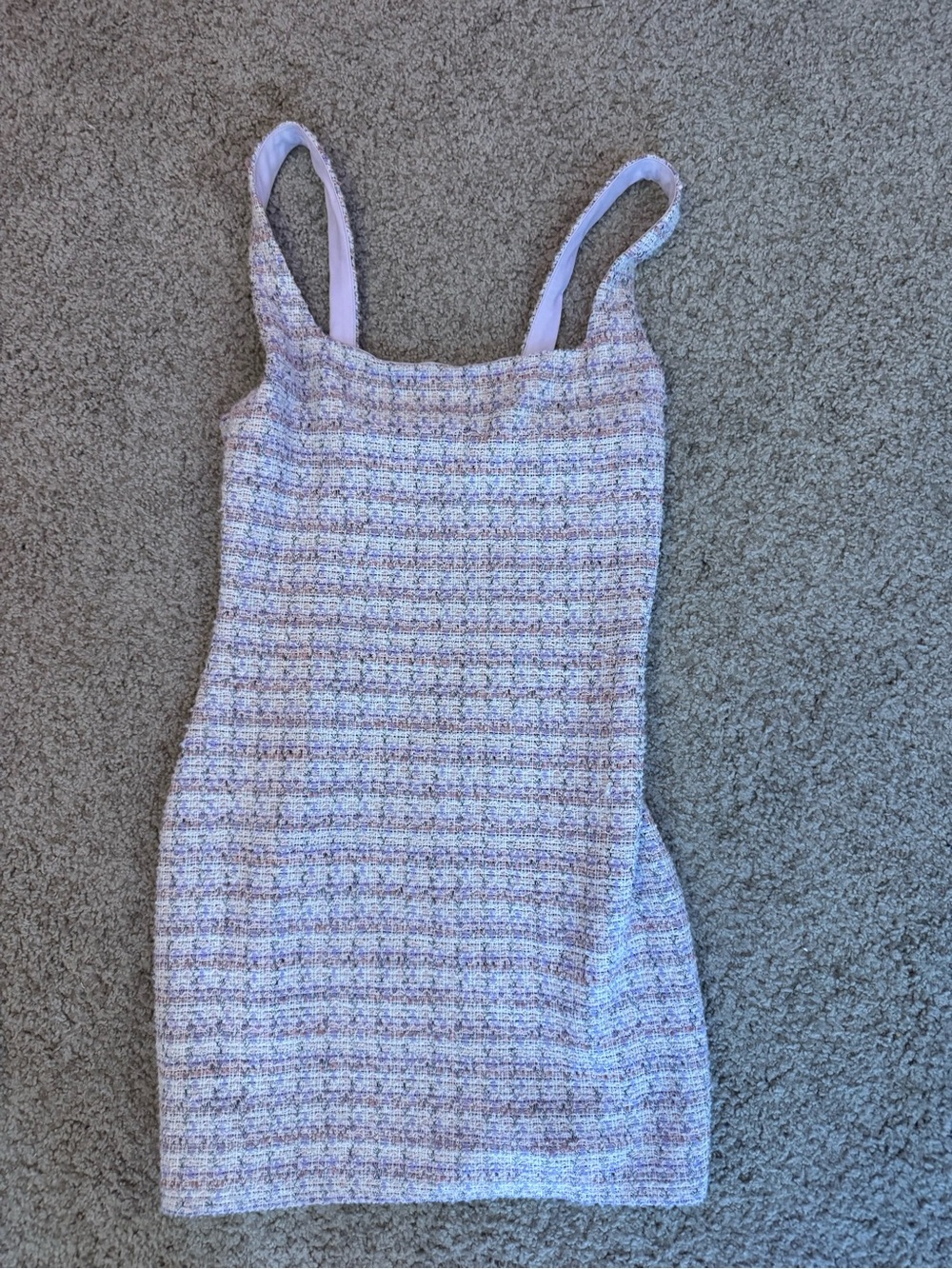 Aqua Pastel Lavender Tweed Mini Dress